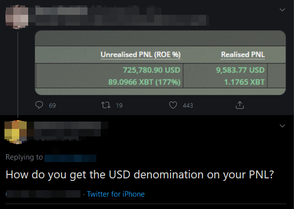 Nominálna hodnota USD v BitMEX PnL